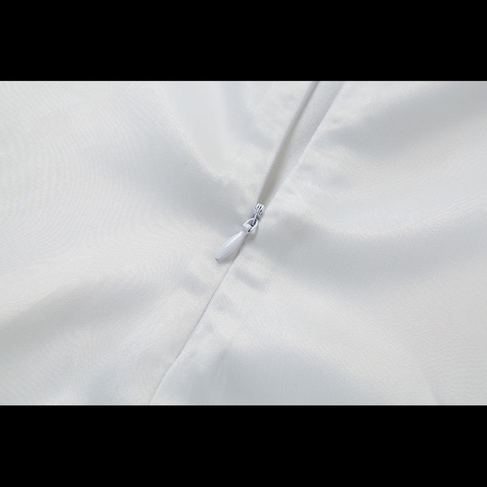 Korean Satin Layered Mini White Dress - Picture 12 of 13